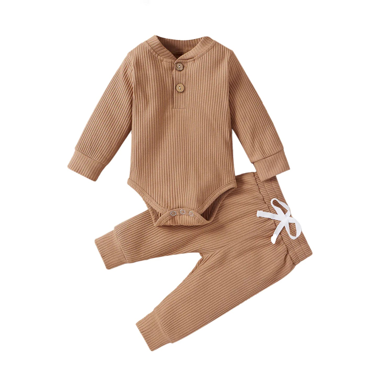 Cotton Long Sleeve Baby Jumpsuit and Pants Set