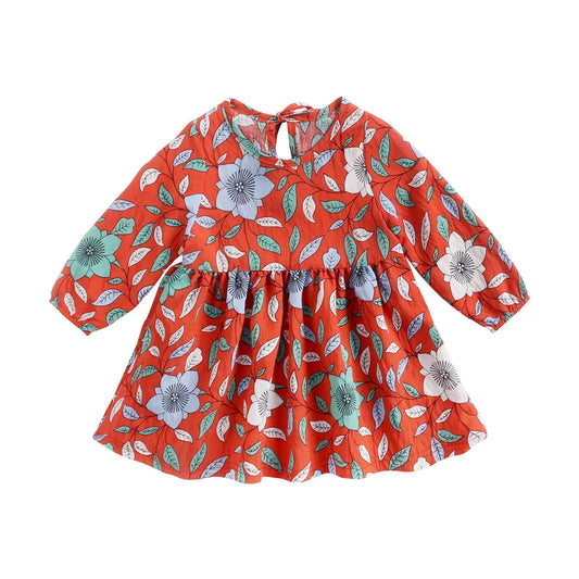 Floral Long Sleeve Baby Dress for Autumn and Winter
