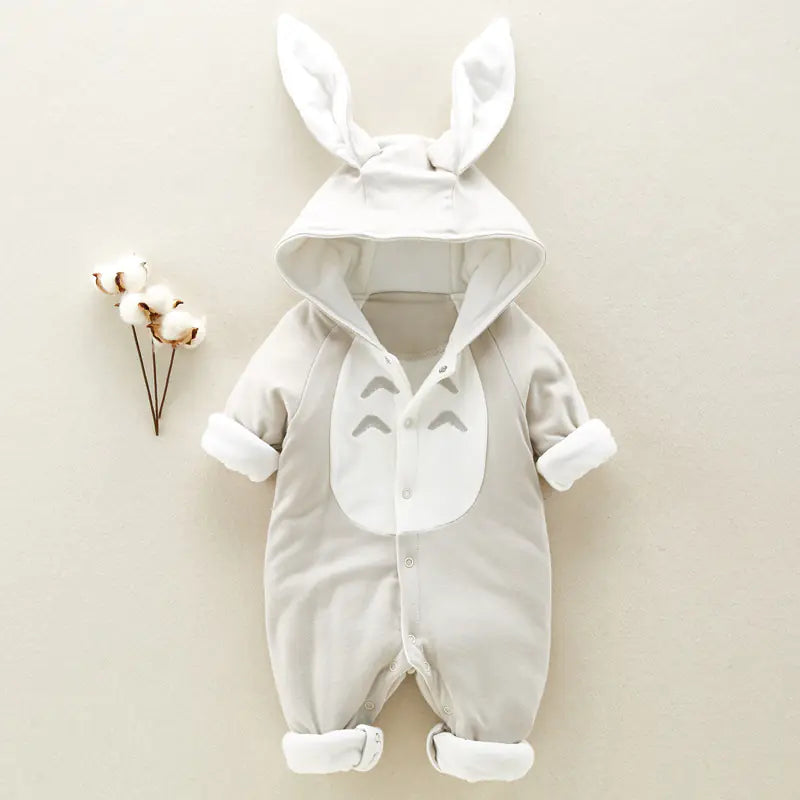 Totoro Cotton Hooded Baby Jumpsuit for Newborns