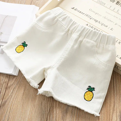 Girls' Embroidered Denim Shorts for Ages 3-8