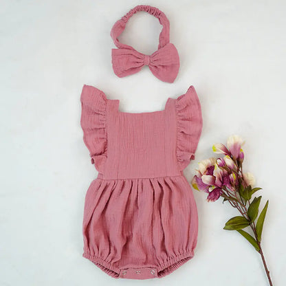 Cotton Ruffled Baby Romper for Infants and Toddlers