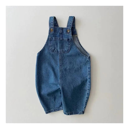 Floral Denim Suspender Pants for Infants and Toddlers