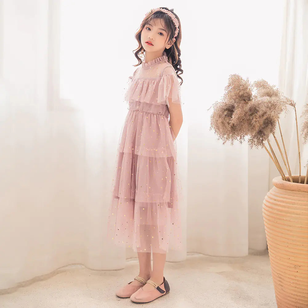 Floral Embroidered Lace Princess Dress for Girls