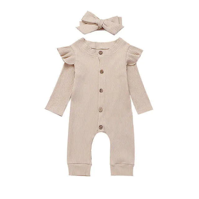 Newborn Ribbed Cotton Romper Jumpsuit Outfit Set