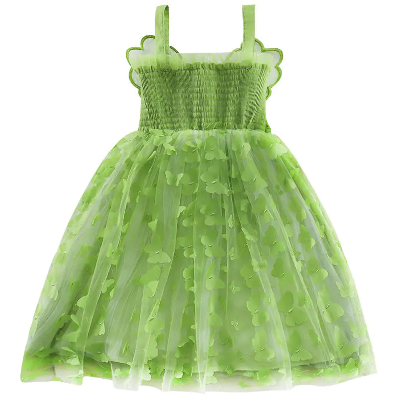 Girls' Summer Dress - Green Butterfly Princess Outfit