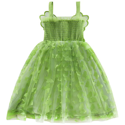 Girls' Summer Dress - Green Butterfly Princess Outfit