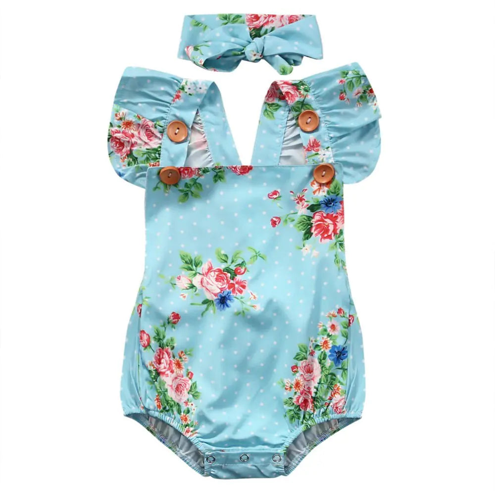 Spring Baby Romper for 1-3 Years with Floral Design