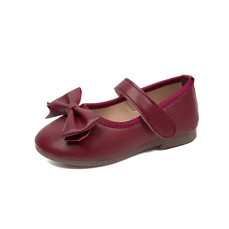 Soft Bottom Leather Baby Shoes with Bow Decoration