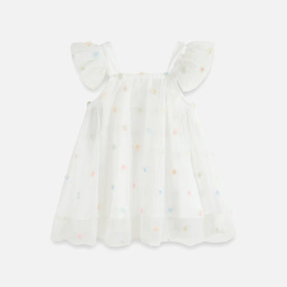 Flounced Sleeve Mesh Sling Dress for Kids