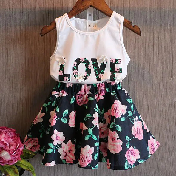 Summer Floral Print Dress for Baby Girls
