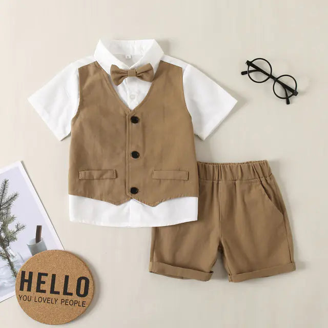 Summer Baby Boys 2PCS Blouse T-Shirt and Shorts Set