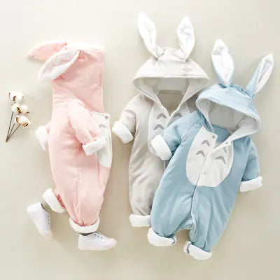 Totoro Cotton Hooded Baby Jumpsuit for Newborns