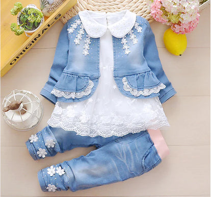 Toddler Girls' Denim Spring 3-Piece Set (Ages 1-3)