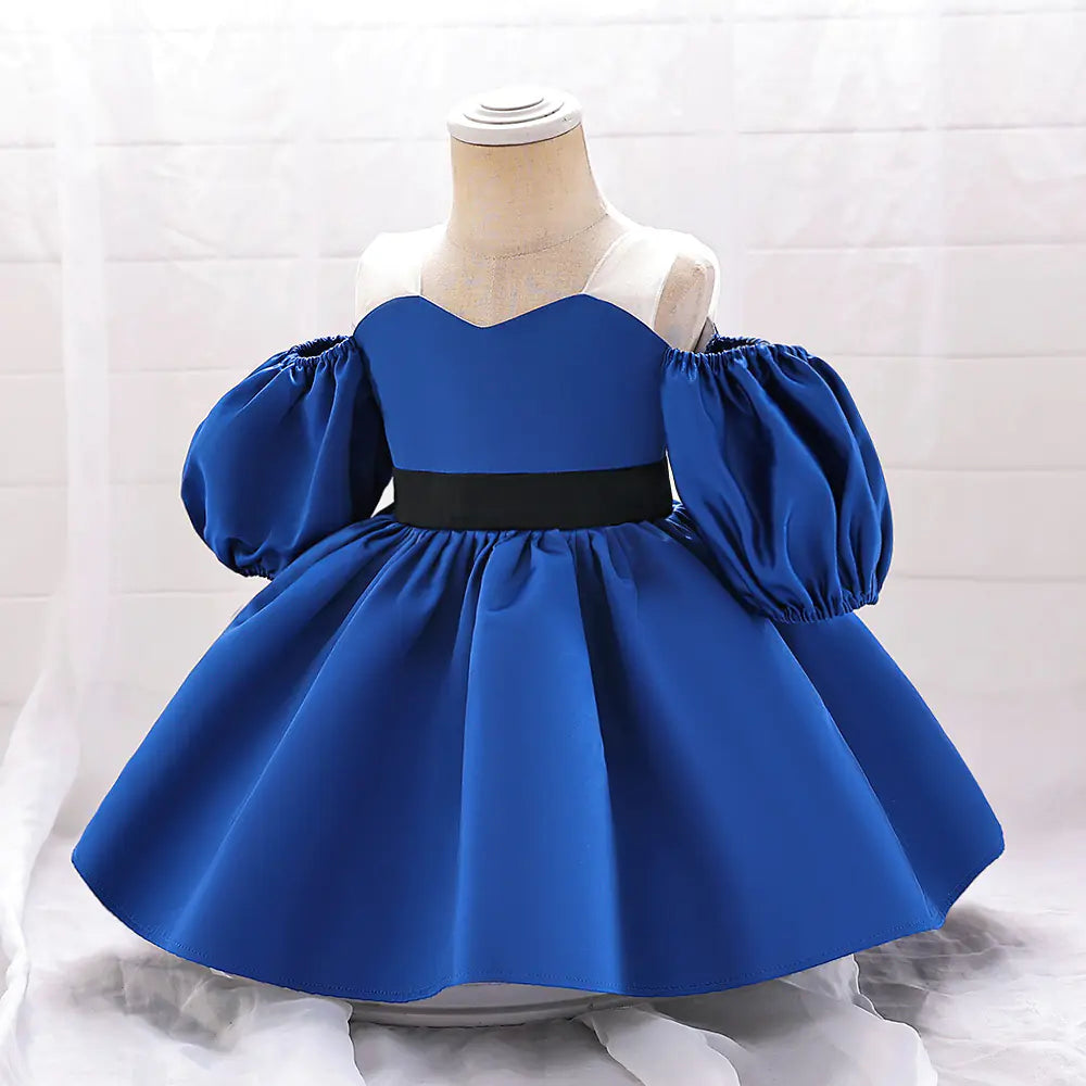 Puff Sleeve Girls' Dress for Party and Baptism
