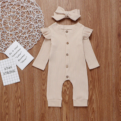 Newborn Ribbed Cotton Romper Jumpsuit Outfit Set