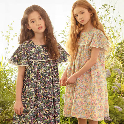 Girls Floral Lace Beach Dress