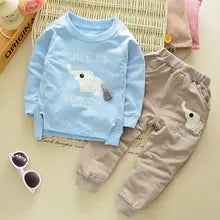 Baby Cotton Long Sleeve Outfit for Ages 1-4 with Elephant Print
