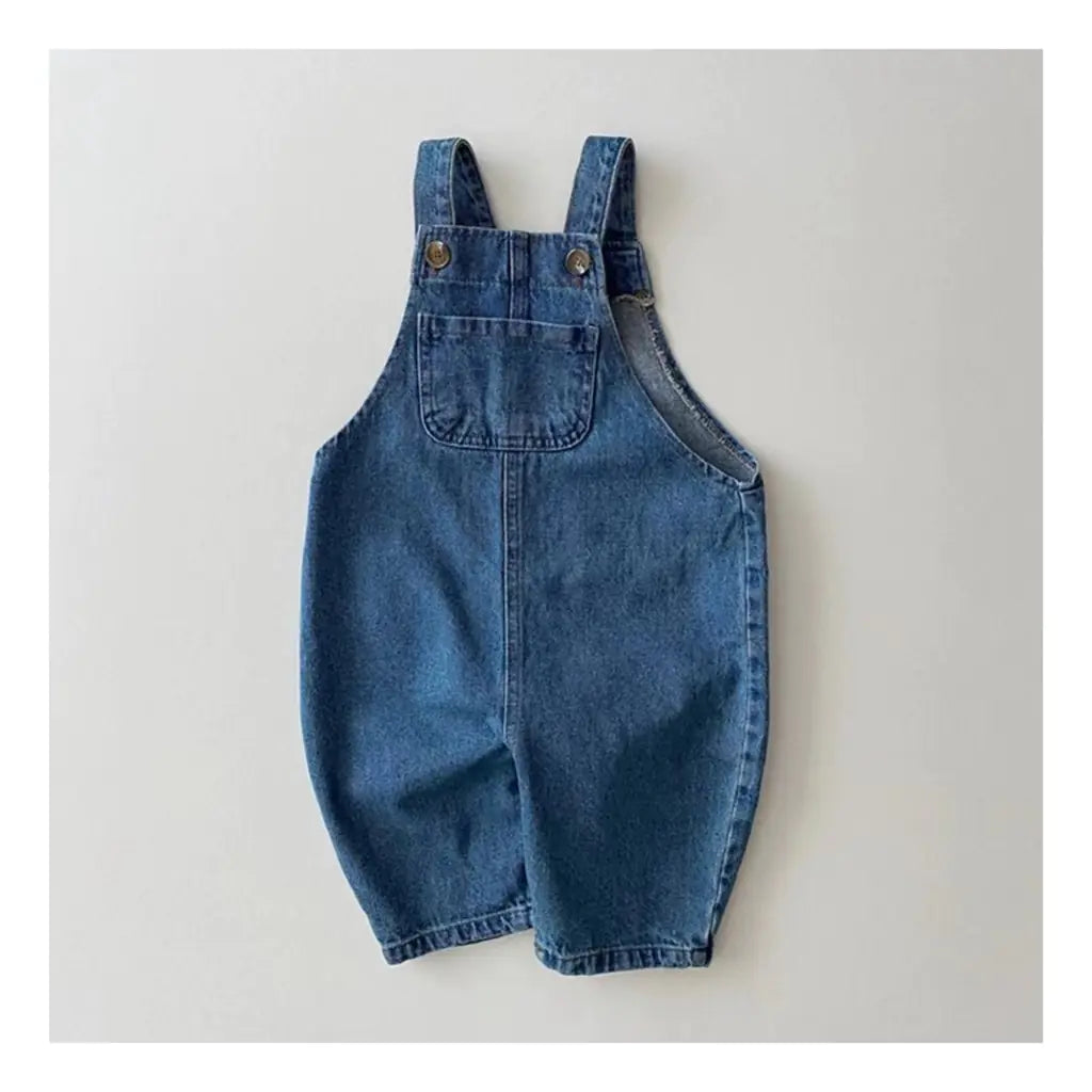 Floral Denim Suspender Pants for Infants and Toddlers