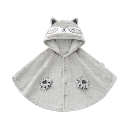 Baby Winter Cloak with Cute Beige Cat Design
