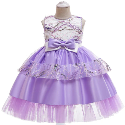 Sleeveless Mesh Lace Princess Dress for Girls