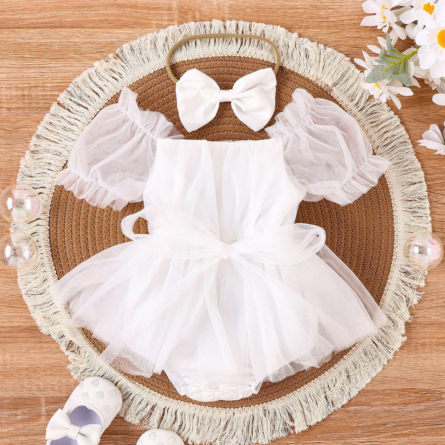 2023 Summer New European Style Baby Dress & Headscarf Set