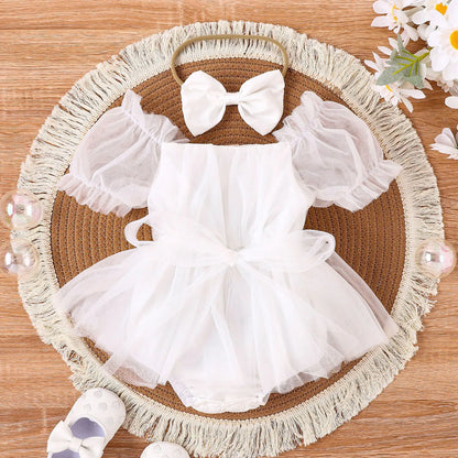 2023 Summer New European Style Baby Dress & Headscarf Set