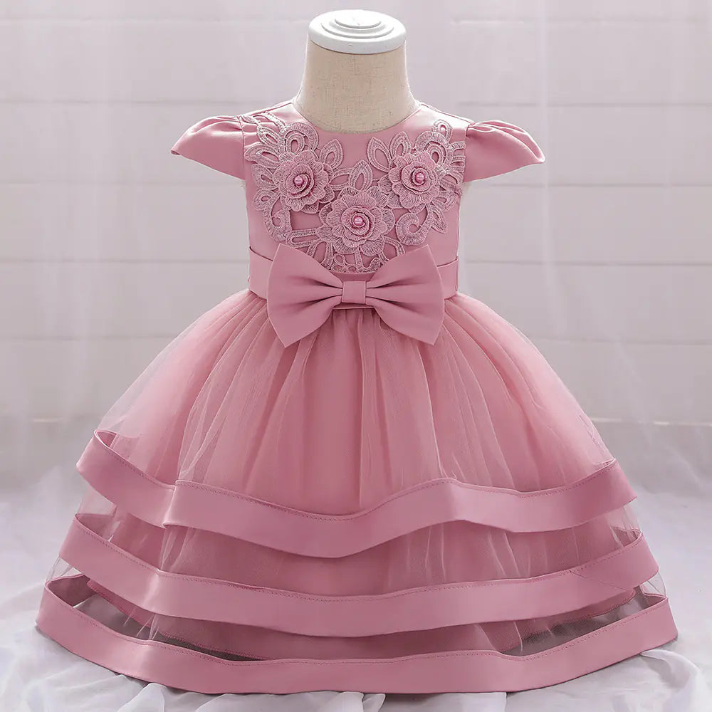 Floral Lace Baby Dress for Baptism and Birthday Photos
