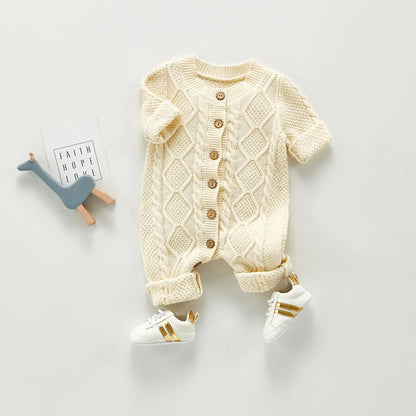 Cotton Knitted Long Sleeve Baby Romper for Boys and Girls