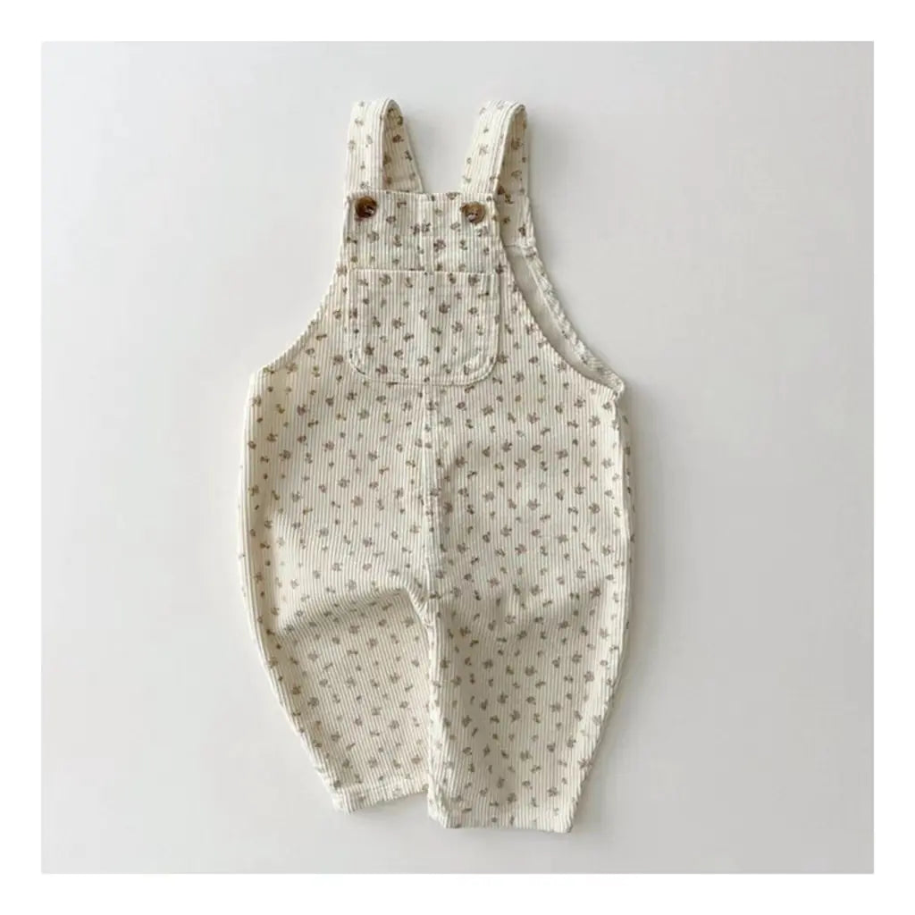 Floral Denim Suspender Pants for Infants and Toddlers