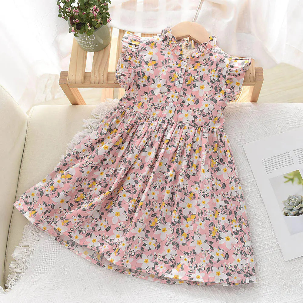 Girls Summer Floral Party Dresses for Ages 2-6Y