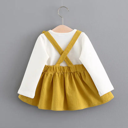 Autumn Korean Style Kids Dress with Cute Bunny Design