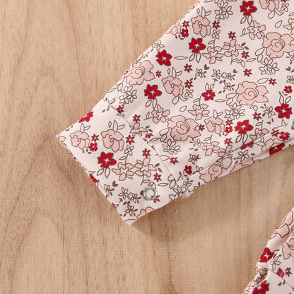 Floral Print Romper for Baby Girls with Straps