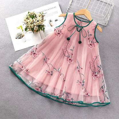 Cute Girls' Loose Vest Dress in Fashionable Style