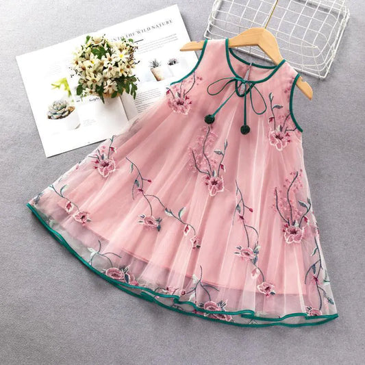 Cute Girls' Loose Vest Dress in Fashionable Style