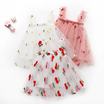 Summer New Girls' Embroidered Tulle Dress (Princess Style)