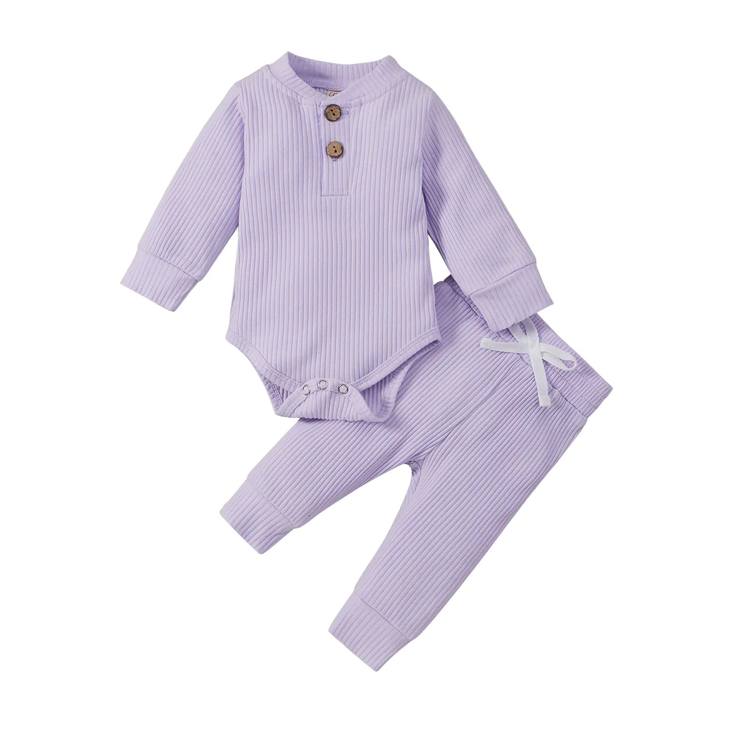 Cotton Long Sleeve Baby Jumpsuit and Pants Set