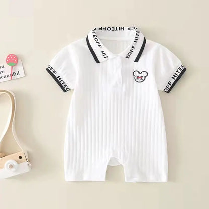 Cute Baby Boy Cotton Short-Sleeved Jumpsuit Romper