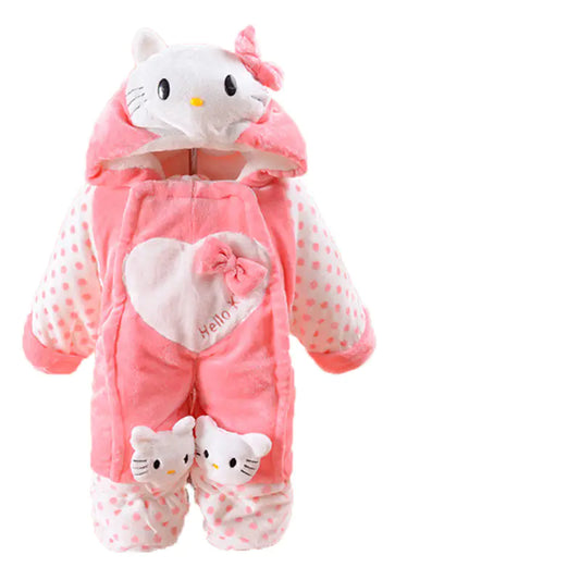 Thick Fleece Brown Bear Baby Romper for Winter