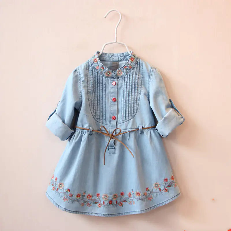 Baby Denim Dress, New Autumn Floral Sleeve Dress