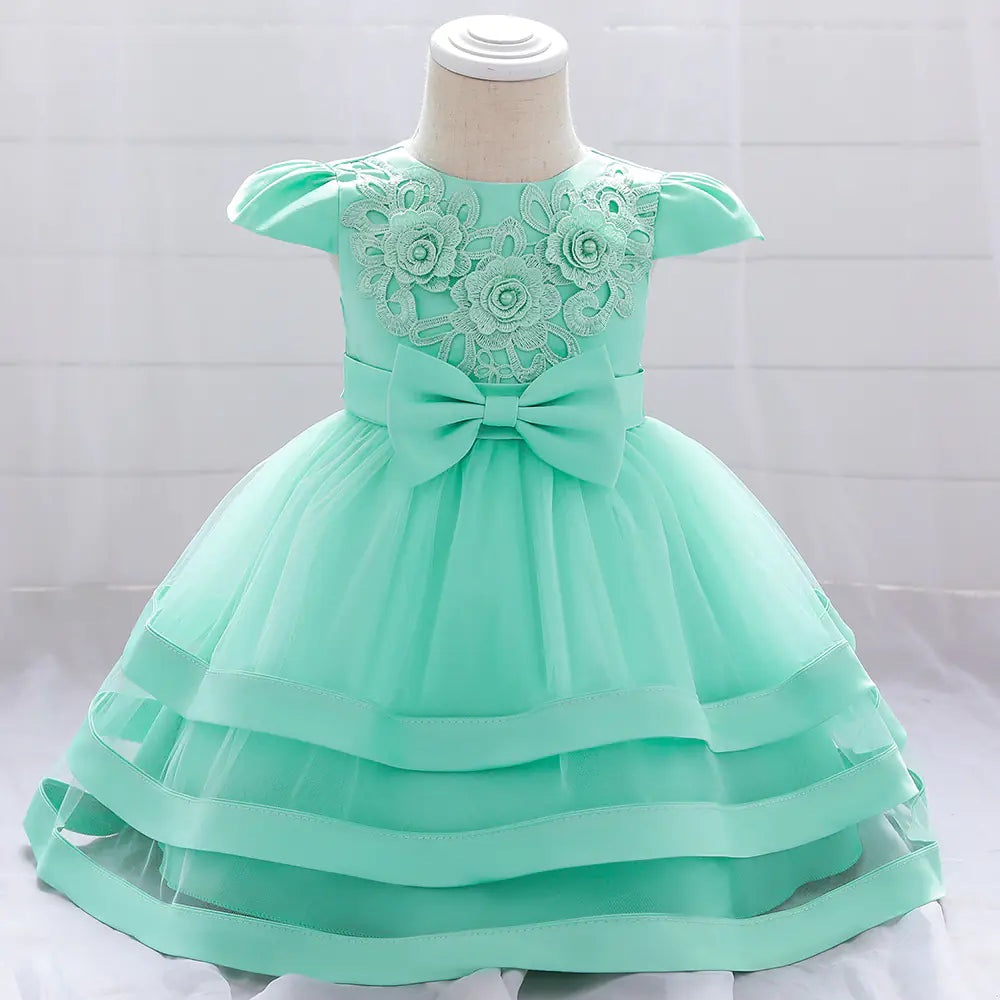 Floral Lace Baby Dress for Baptism and Birthday Photos