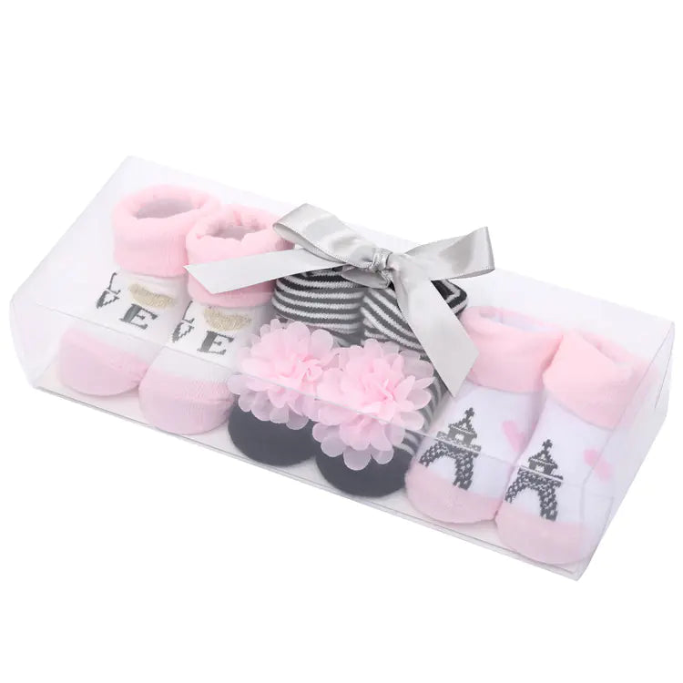 Cute Cartoon Polka Dot Baby Socks with Bow Set