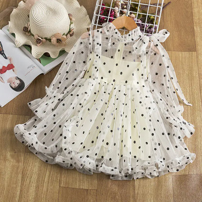 Girls Princess Dress with Wooden Ears & Polka Dot Bow