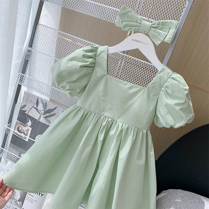 Children's Short Sleeve Princess Dress for Baby Girls