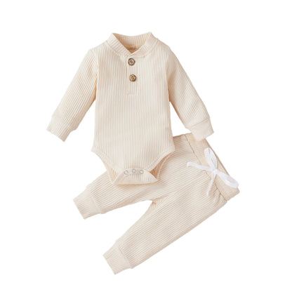 Cotton Long Sleeve Baby Jumpsuit and Pants Set