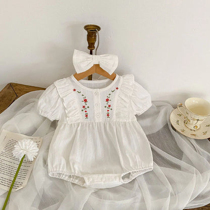 2024 Summer Cotton Baby Romper with Embroidery