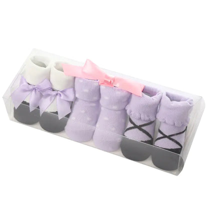 Cute Cartoon Polka Dot Baby Socks with Bow Set