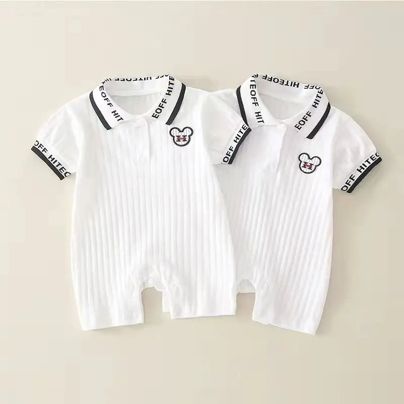 Cute Baby Boy Cotton Short-Sleeved Jumpsuit Romper