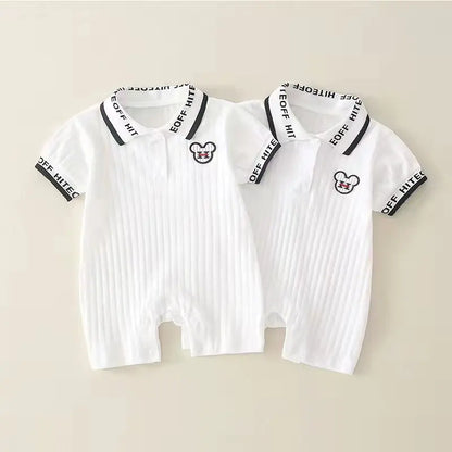 Cute Baby Boy Cotton Short-Sleeved Jumpsuit Romper