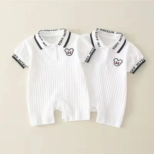Cute Baby Boy Cotton Short-Sleeved Jumpsuit Romper