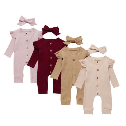 Newborn Ribbed Cotton Romper Jumpsuit Outfit Set